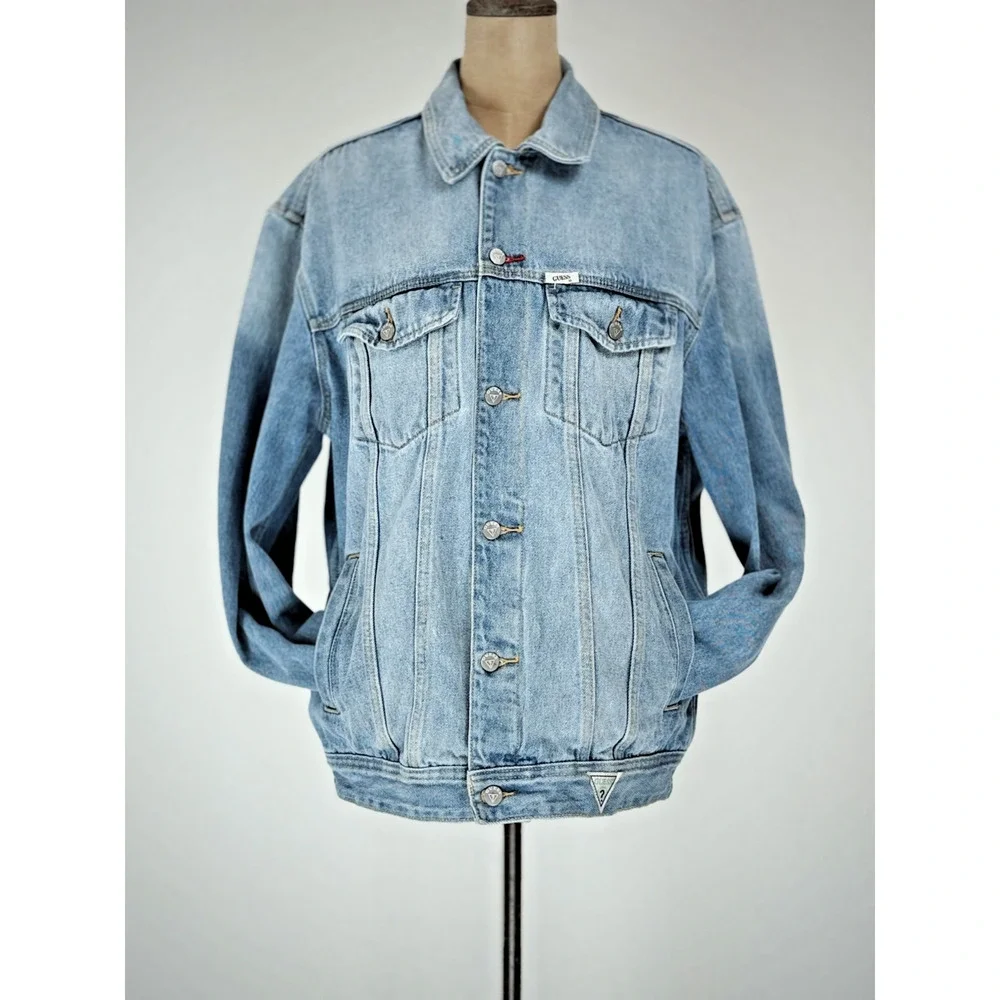 Vintage 90's GUESS Jeans Denim Jacket UNISEX LARGE #0099 - Picture 3 of 12
